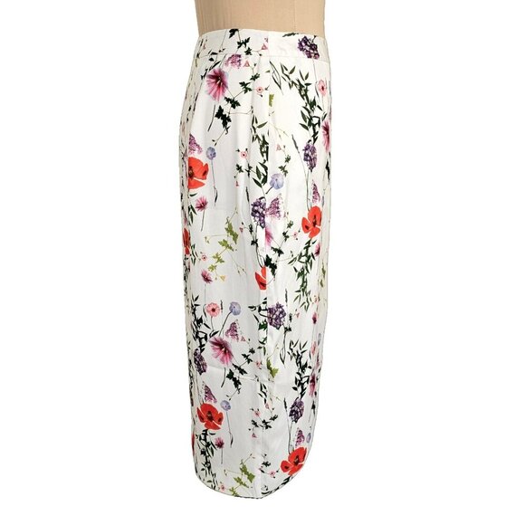 Ted Baker NWOT White Midi Skirt With Faux Waist Tie and Flowers Sz 1 4 - Picture 7 of 16